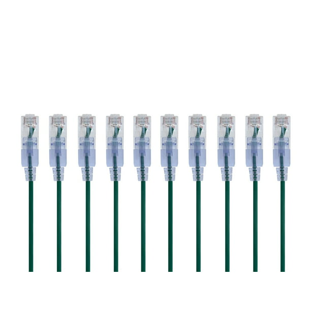 2ft 30AWG RJ45 5-Pack Pure Bare Copper Wire Green UTP Monoprice SlimRun Cat6A Ethernet Patch Cable Network Internet Cord Stranded 